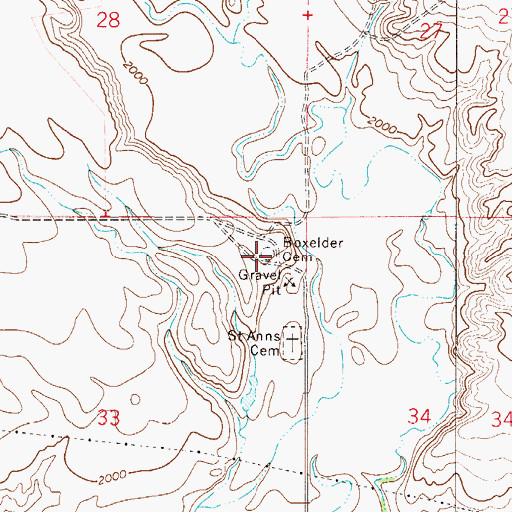 Topographic Map of Boxelder Cemetery, MT