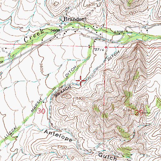 Topographic Map of Braach Ditch, MT
