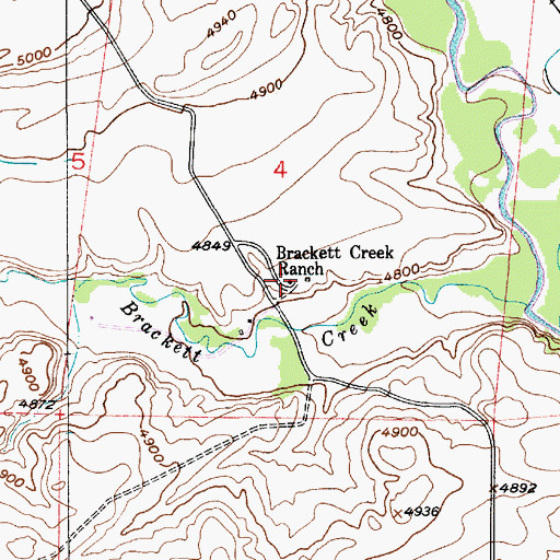 Topographic Map of Brackett Creek Ranch, MT