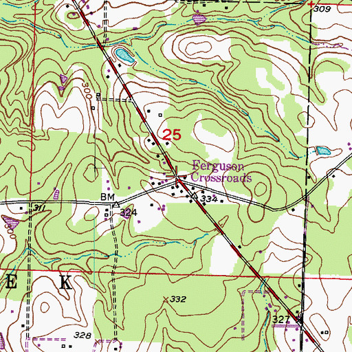 Topographic Map of Ferguson Crossroads, AR