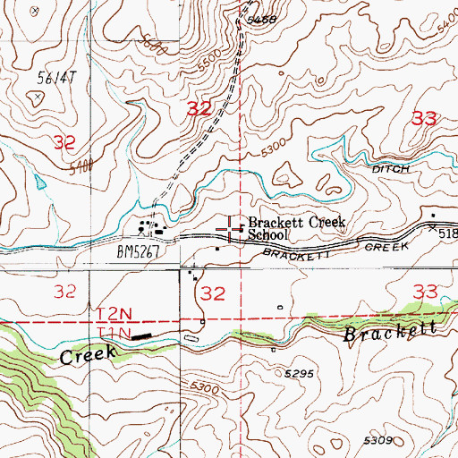 Topographic Map of Brackett Creek School (historical), MT