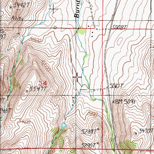 Topographic Map of Bradley Creek, MT