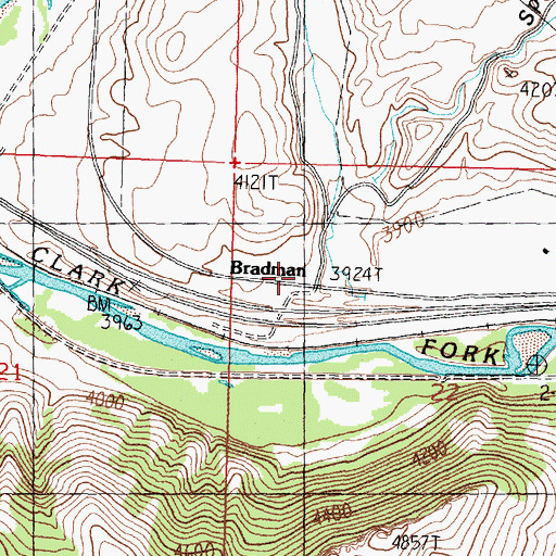 Topographic Map of Bradman, MT