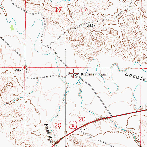 Topographic Map of Bradshaw Ranch, MT