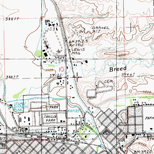 Topographic Map of Breed Creek, MT