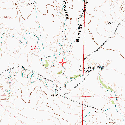 Topographic Map of Breeze Basin Coulee, MT
