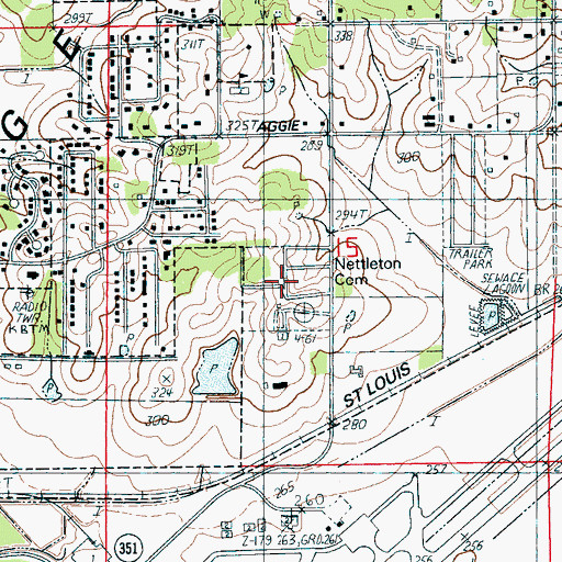 Topographic Map of Nettleton Cemetery, AR