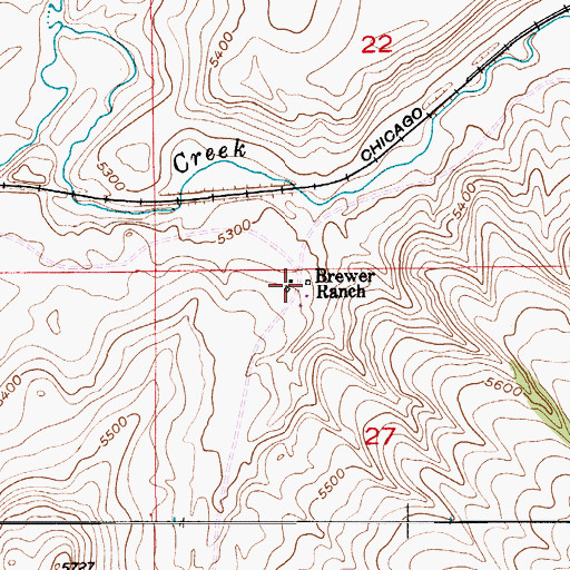 Topographic Map of Brewer Ranch, MT