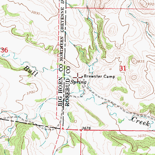 Topographic Map of Brewster Camp, MT