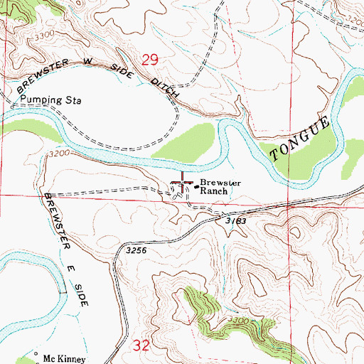 Topographic Map of Brewster Ranch, MT