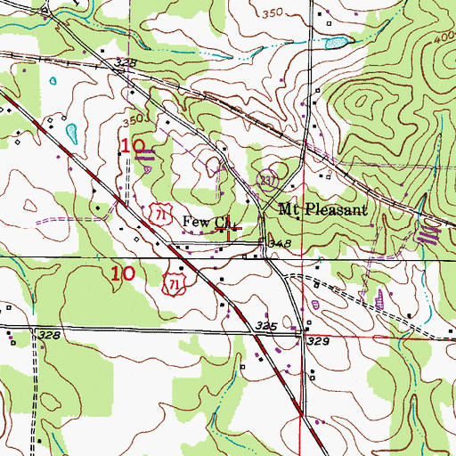 Topographic Map of Few Memorial United Methodist Church, AR