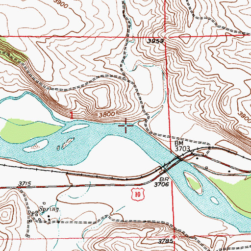 Topographic Map of Bridge Coulee, MT
