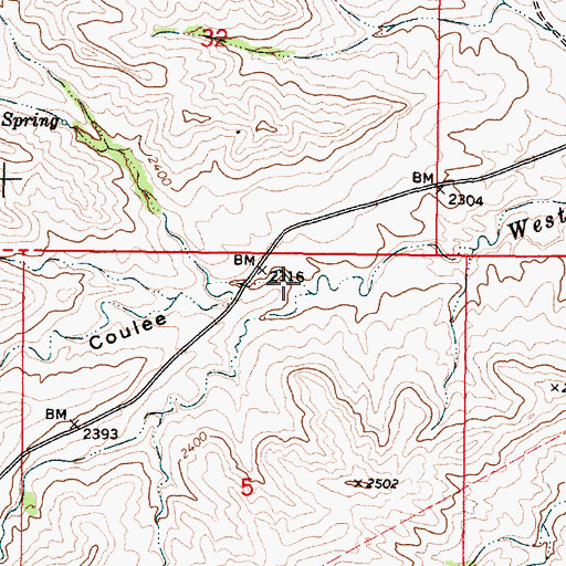 Topographic Map of Bridge Coulee, MT