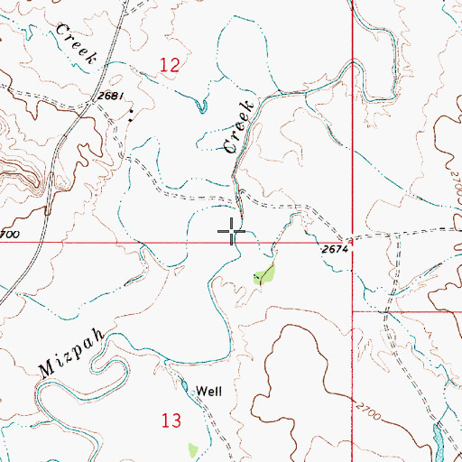 Topographic Map of Bridge Creek, MT