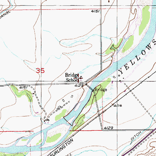 Topographic Map of Bridge School, MT