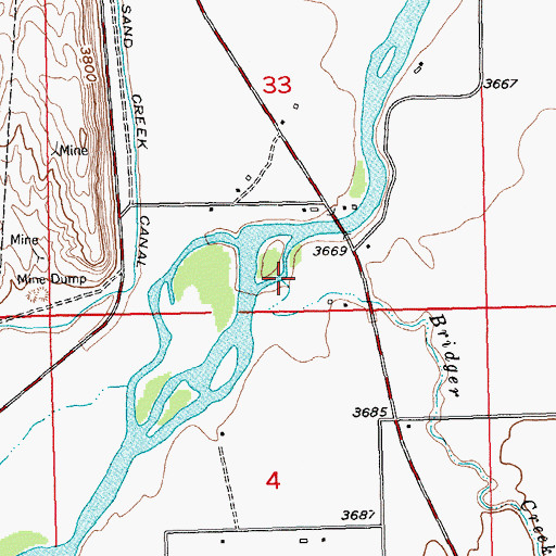 Topographic Map of Bridger Creek, MT