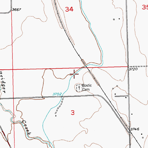 Topographic Map of Bridger Ditch, MT