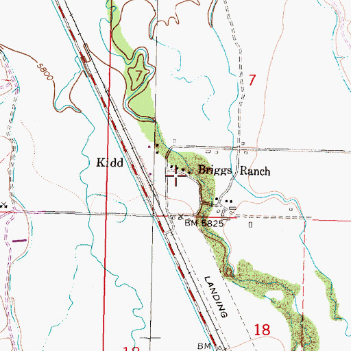 Topographic Map of Briggs Ranch, MT