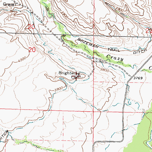 Topographic Map of Brightwing Cemetery, MT