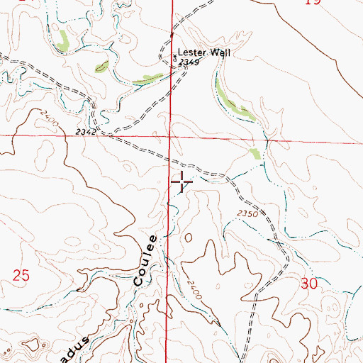 Topographic Map of Broadus Coulee, MT