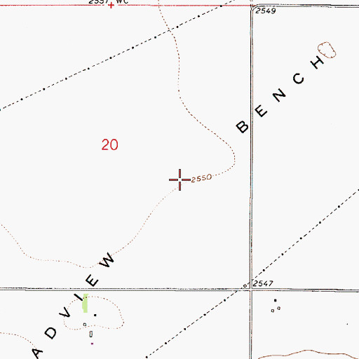 Topographic Map of Broadview Bench, MT