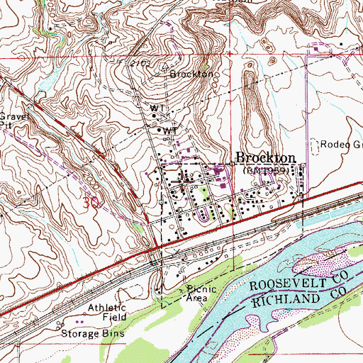 Topographic Map of Brockton, MT