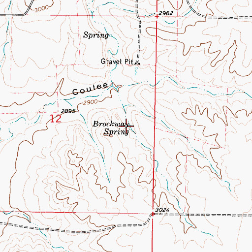Topographic Map of Brockway Spring, MT