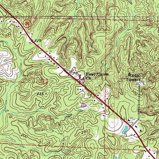Topographic Map of First Union Baptist Church, AR