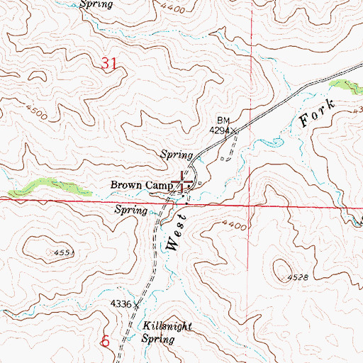 Topographic Map of Brown Camp, MT
