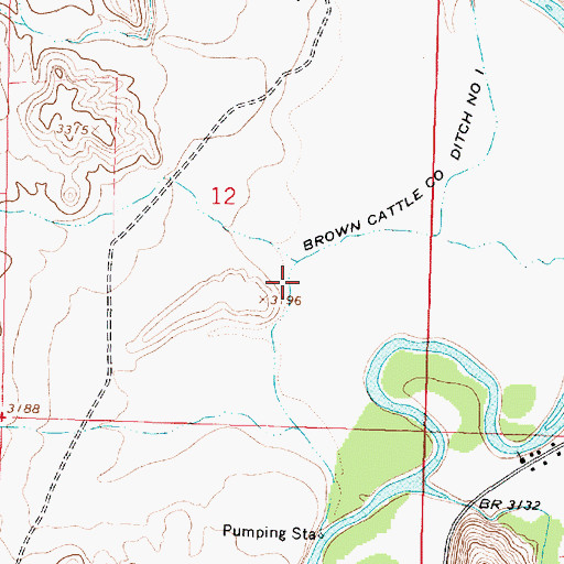 Topographic Map of Brown Cattle County Ditch Number One, MT