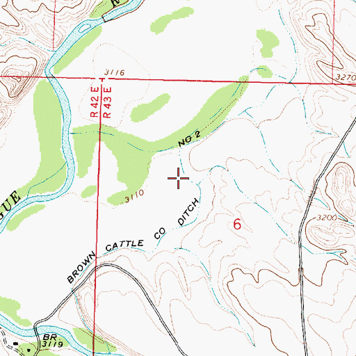 Topographic Map of Brown Cattle County Ditch Number Two, MT