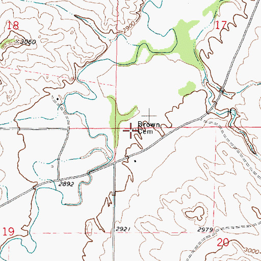 Topographic Map of Brown Cemetery, MT