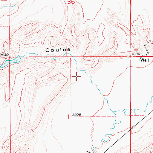 Topographic Map of Brown Coulee, MT
