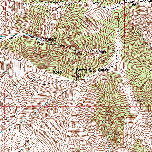 Topographic Map of Brown Eyed Queen Mine, MT