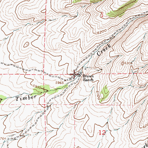 Topographic Map of Brown Ranch, MT