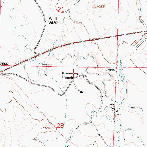 Topographic Map of Brown Ranch, MT