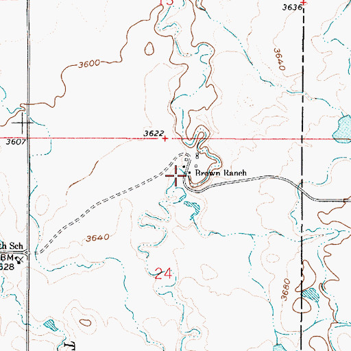 Topographic Map of Brown Ranch, MT