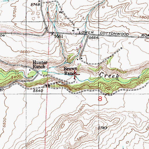 Topographic Map of Brown Ranch, MT