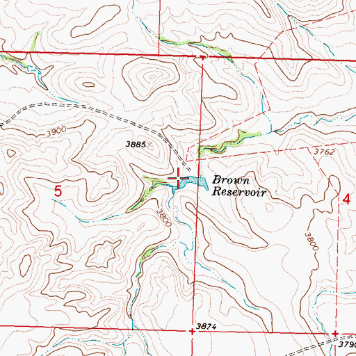 Topographic Map of Brown Reservoir, MT