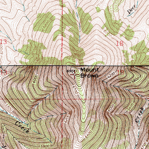 Topographic Map of Mount Brown, MT