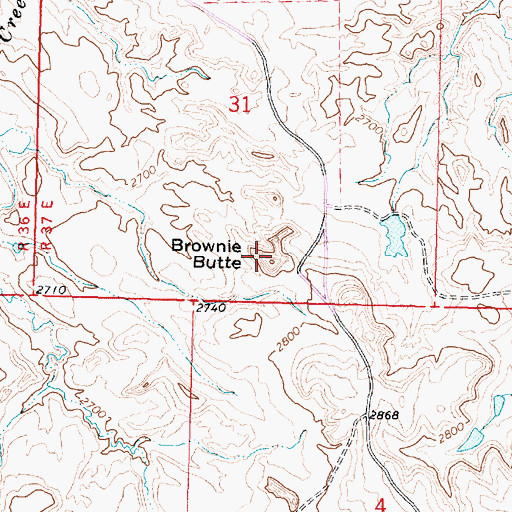 Topographic Map of Brownie Butte, MT