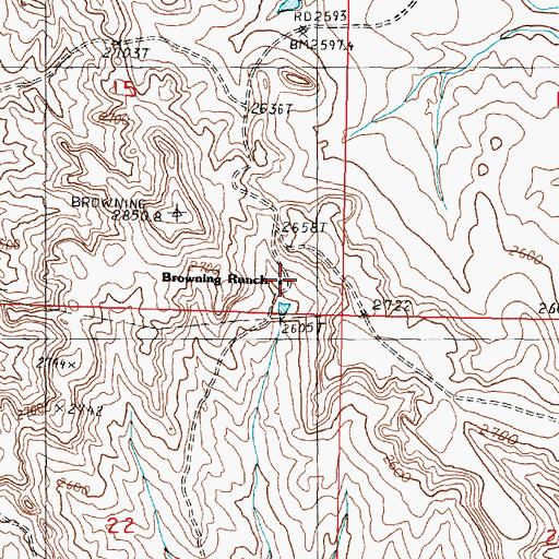 Topographic Map of Browning Ranch, MT