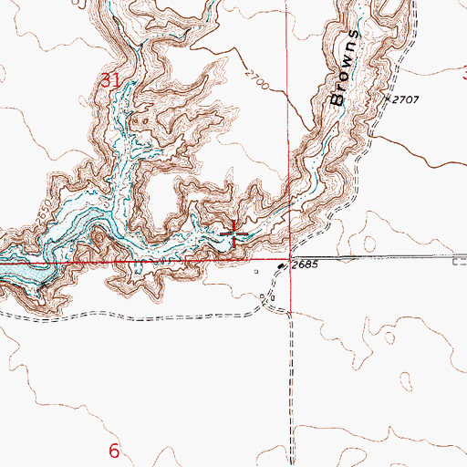 Topographic Map of Browns Coulee, MT