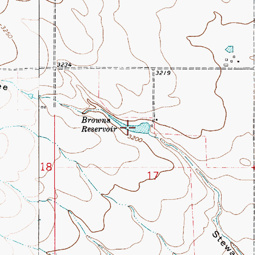 Topographic Map of Browns Reservoir, MT