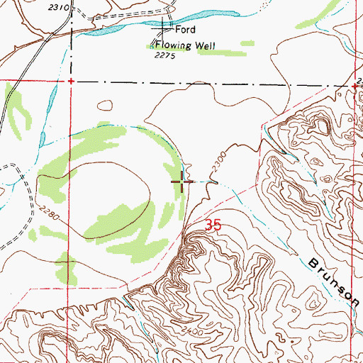 Topographic Map of Brunson Coulee, MT