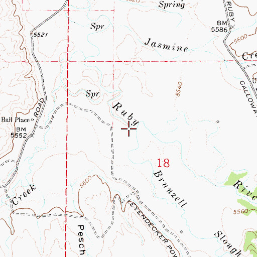 Topographic Map of Brunzell Slough, MT
