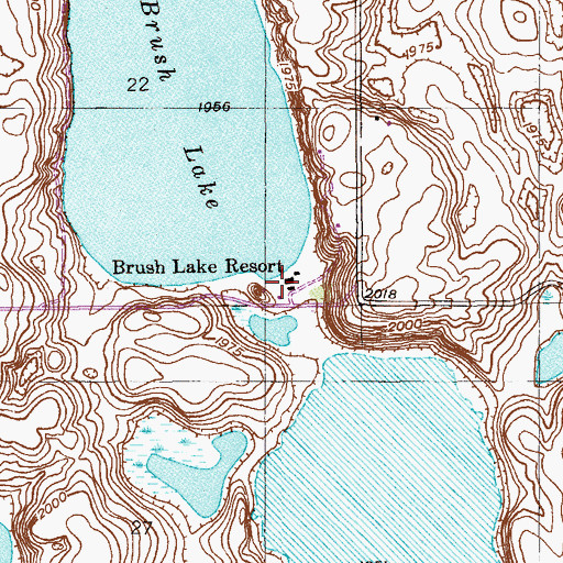 Topographic Map of Brush Lake Resort, MT