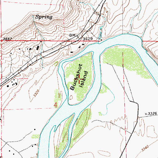 Topographic Map of Buckshot Island, MT