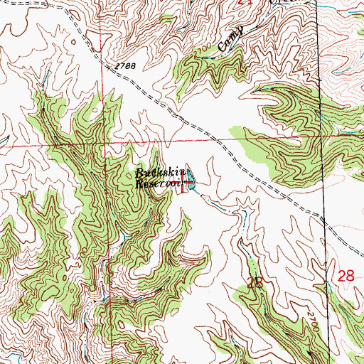 Topographic Map of Buckskin Reservoir, MT