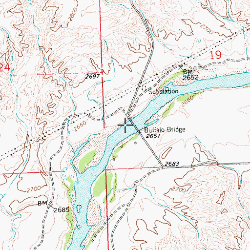 Topographic Map of Buffalo Bridge, MT
